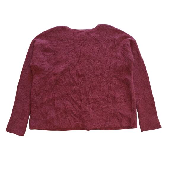 Eileen Fisher XXS Oversized Boucle Sweater Top Burgundy Cashmere Blend - Picture 2 of 4